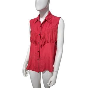 Y2K Vintage Lady Madeira Fringe Women's size M 100% Silk Button Up Western Top